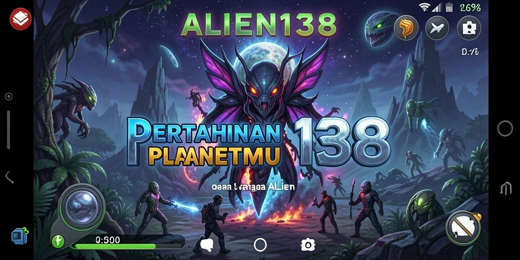 Screenshot menampilkan aksi menegangkan di gameplay Tower Defense ALIEN138.