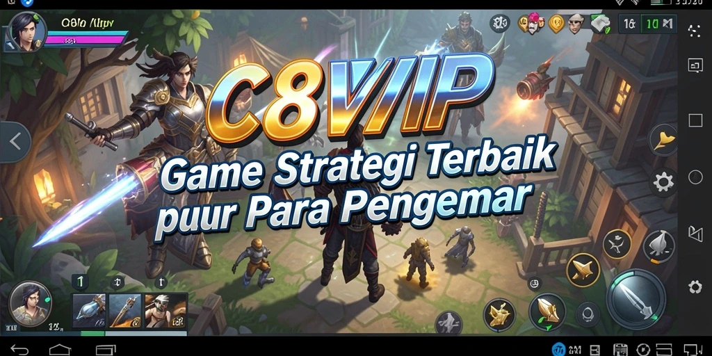 Screenshot gameplay C8VIP menampilkan aksi pertempuran strategi yang intens.