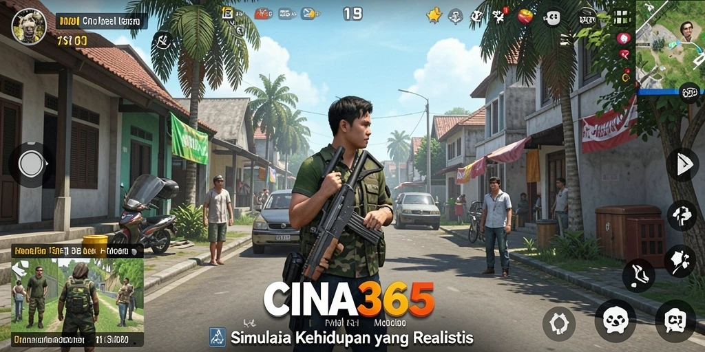 Screenshot CINA365 menampilkan gameplay simulasi kehidupan yang realistis.