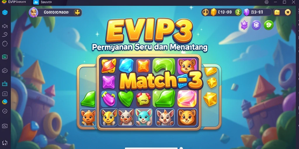 Screenshot gameplay EVIP3 dengan tampilan seru Match-3.
