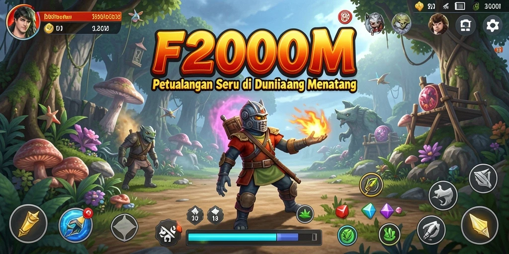 Tangkapan layar utama F200M menunjukkan aksi seru dalam petualangan yang menantang.