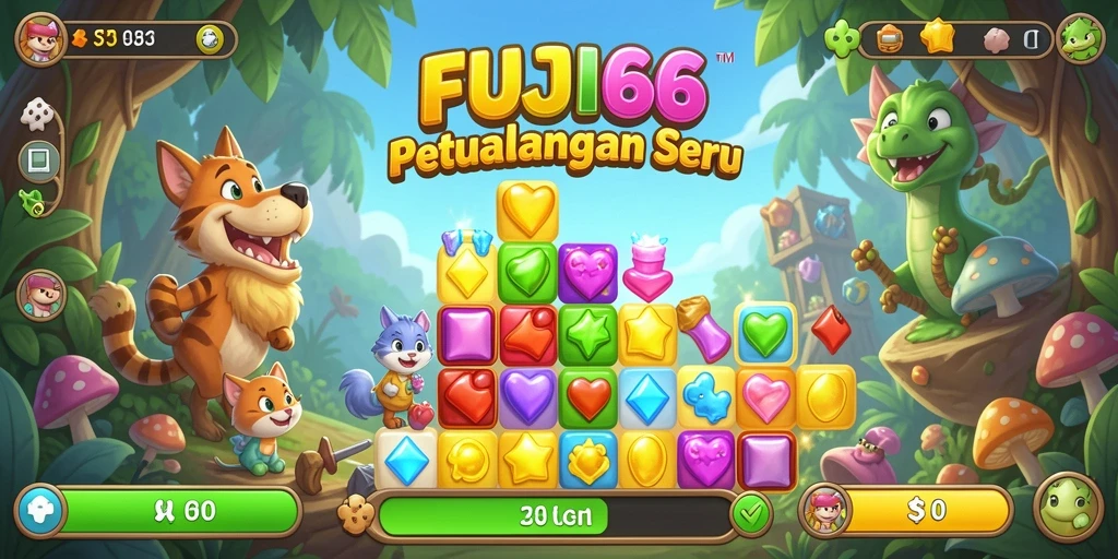 Tangkapan layar utama FUJI66 menunjukkan aksi seru permainan Match-3.