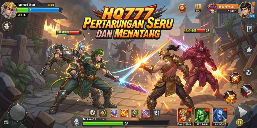 Tampilan gameplay HQ777 dengan pertarungan yang mendebarkan dan karakter yang memukau.