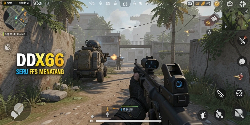 Screenshot gameplay IDX66 menampilkan aksi tembak-menembak intens.