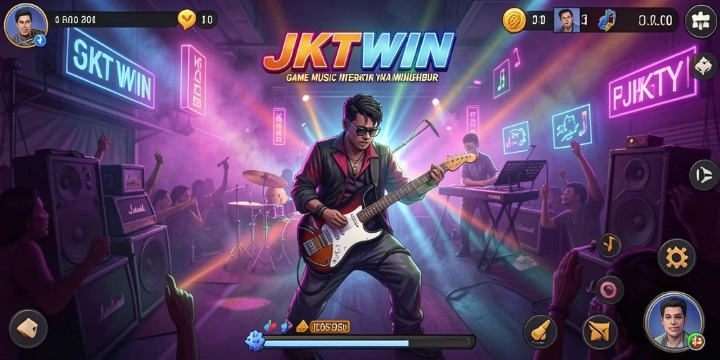 Gameplay interaktif <strong>JKTWIN</strong> yang penuh warna dan musik.