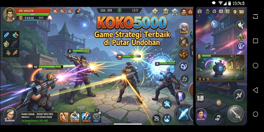 Screenshot KOKO5000 menampilkan aksi strategis dalam permainan.