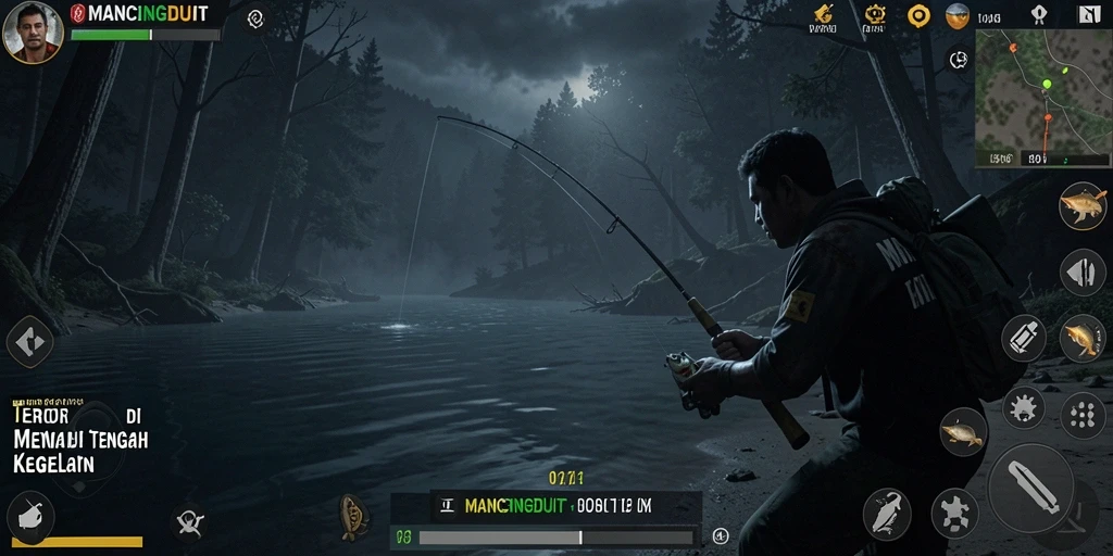 Gameplay MANCINGDUIT yang menyeramkan dengan suasana mencekam.