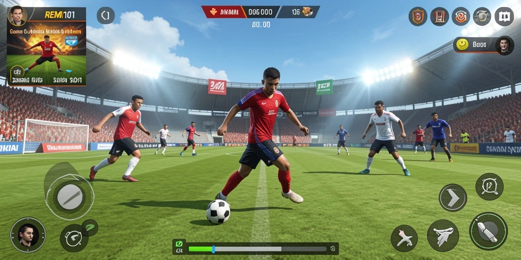 Tampilan screenshot utama REMI101 menunjukkan momen seru dalam pertandingan olahraga.