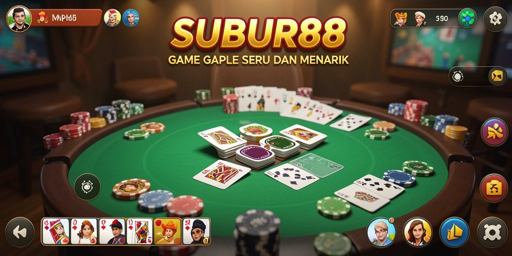 Tampilan gameplay seru SUBUR88 dalam permainan Gaple.