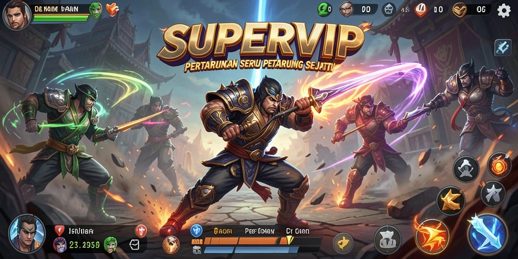 Tampilan gameplay SUPERVIP yang mendebarkan dan penuh aksi.
