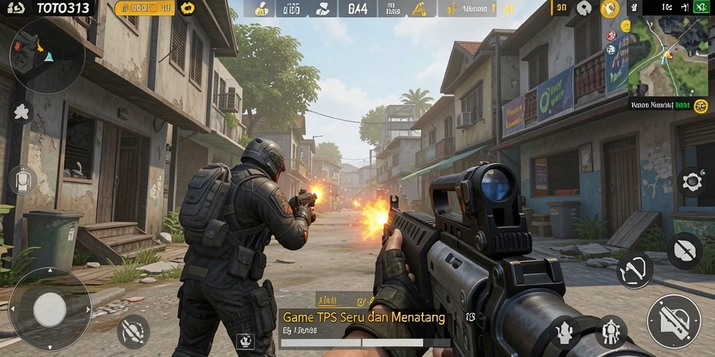 Tampilan gameplay seru TOTO313 dengan aksi mendebarkan di medan perang.