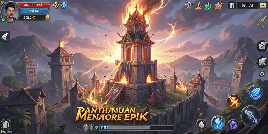 Tampilan gameplay V21 yang menarik dan intens dalam pertahanan menara.