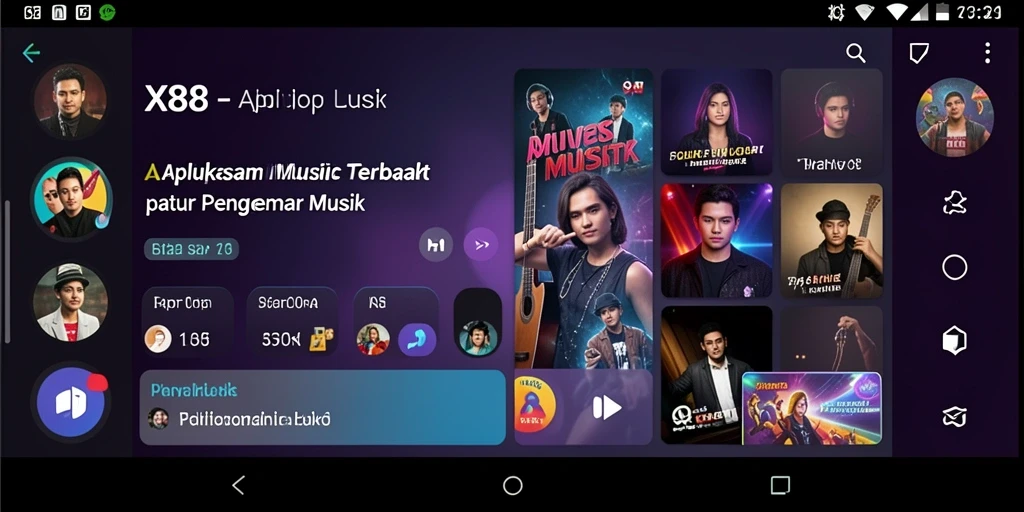 Screenshot utama X88 menunjukkan gameplay interaktif musik yang menarik.
